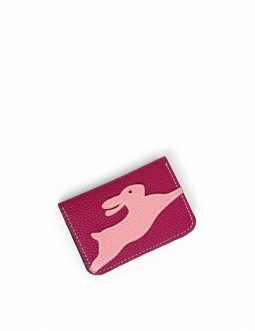 'En L'Air Carte Lièvre' Nappa Leather Card Holder Pink