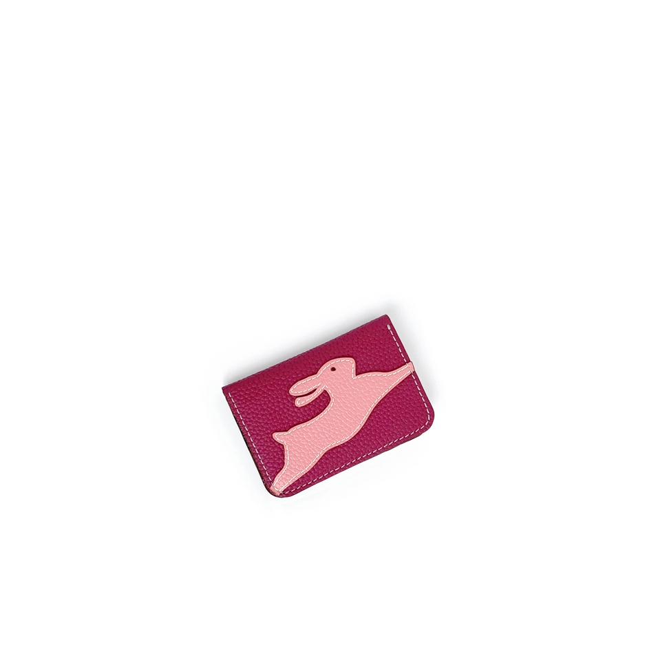'En L'Air Carte Lièvre' Nappa Leather Card Holder Pink