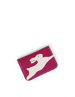 'En L'Air Carte Lièvre' Nappa Leather Card Holder Pink