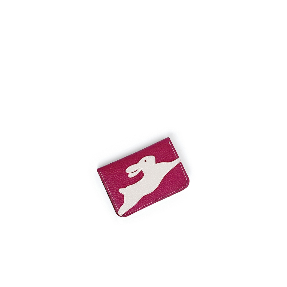 'En L'Air Carte Lièvre' Nappa Leather Card Holder Pink