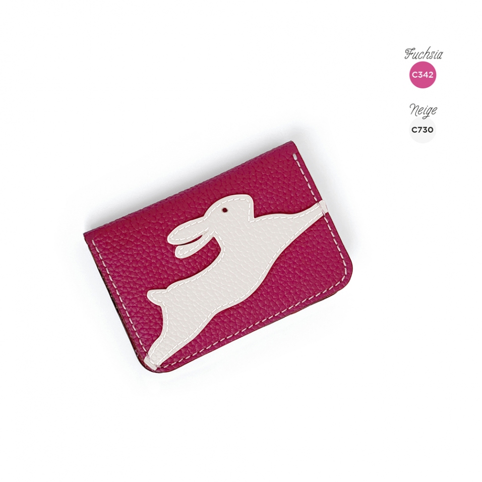 'En L'Air Carte Lièvre' Porte Carte Cuir Nappa Fuchsia
