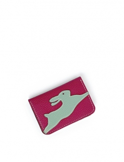 'En L'Air Carte Lièvre' Porte Carte Cuir Nappa Fuchsia