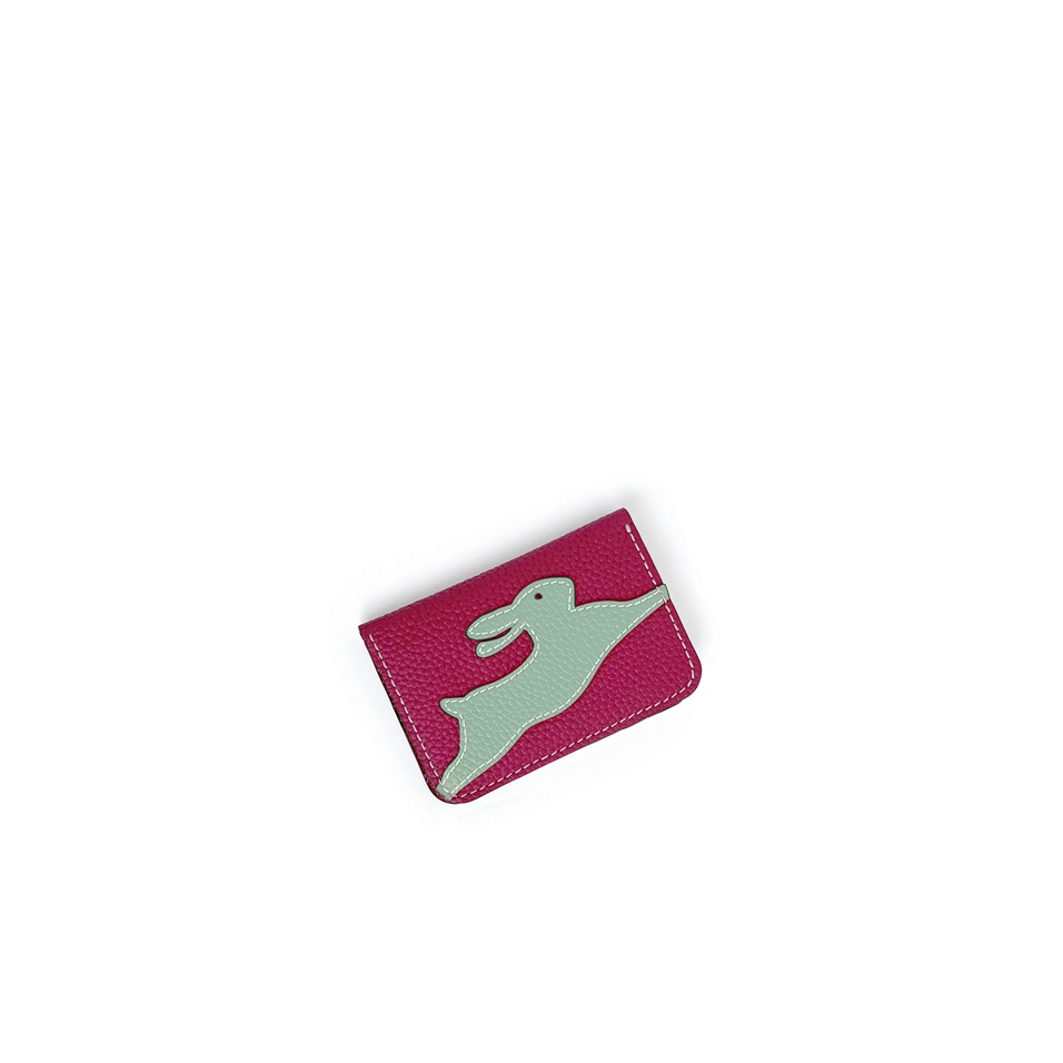 'En L'Air Carte Lièvre' Porte Carte Cuir Nappa Fuchsia