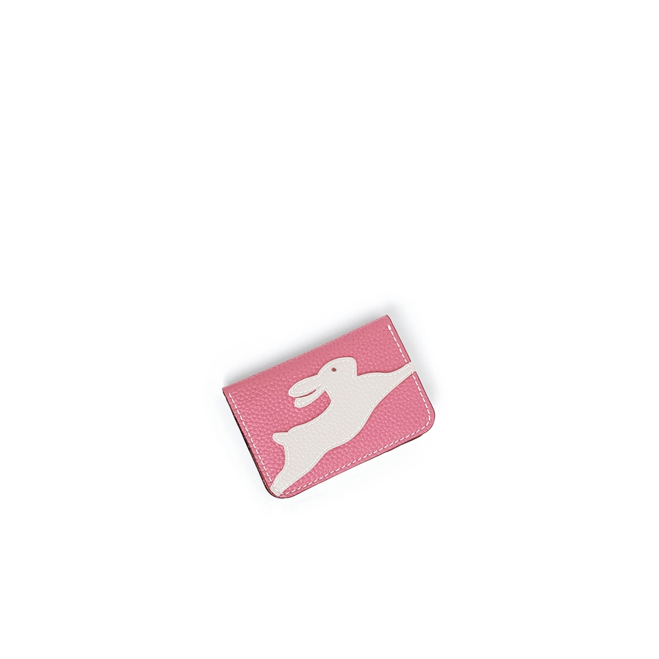 'En L'Air Carte Lièvre' Nappa Leather Card Holder Rose
