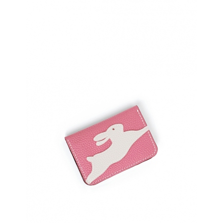 'En L'Air Carte Lièvre' Nappa Leather Card Holder Rose