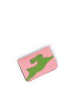 'En L'Air Carte Lièvre' Porte Carte Cuir Nappa Rose Poudré
