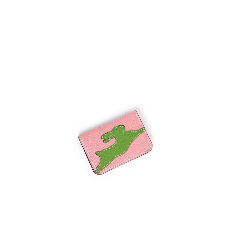 'En L'Air Carte Lièvre' Nappa Leather Card Holder Light Pink