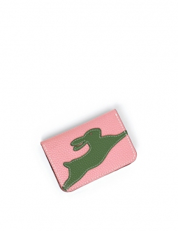 'En L'Air Carte Lièvre' Porte Carte Cuir Nappa Rose Poudré