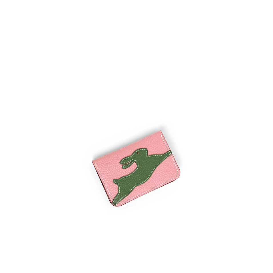 'En L'Air Carte Lièvre' Nappa Leather Card Holder Light Pink