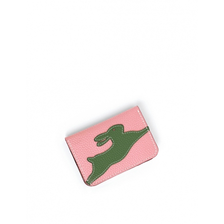 'En L'Air Carte Lièvre' Nappa Leather Card Holder Light Pink
