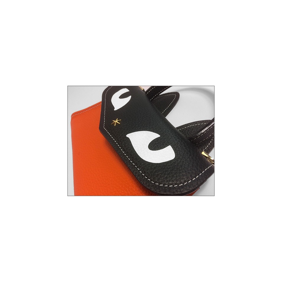 'Chantilly Le chat' Sac à main Cuir Nappa orange & Or