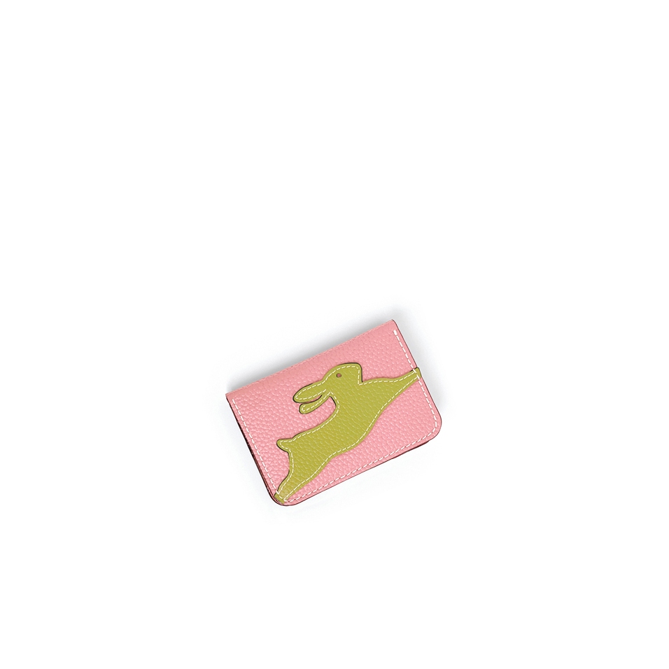 'En L'Air Carte Lièvre' Nappa Leather Card Holder Light Pink