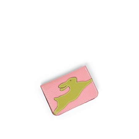 'En L'Air Carte Lièvre' Nappa Leather Card Holder Light Pink