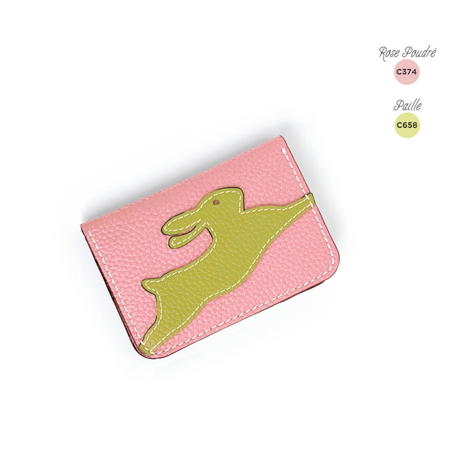 'En L'Air Carte Lièvre' Nappa Leather Card Holder Light Pink
