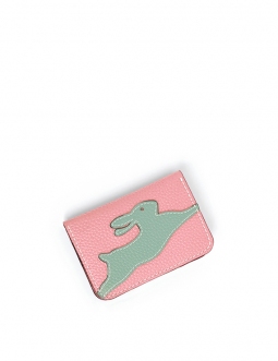 'En L'Air Carte Lièvre' Porte Carte Cuir Nappa Rose Poudré