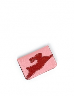 'En L'Air Carte Lièvre' Porte Carte Cuir Nappa Rose Poudré