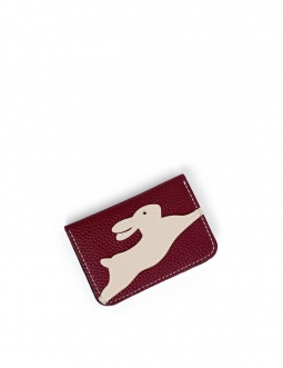 'En L'Air Carte Lièvre' Nappa Leather Card Holder Dark Red