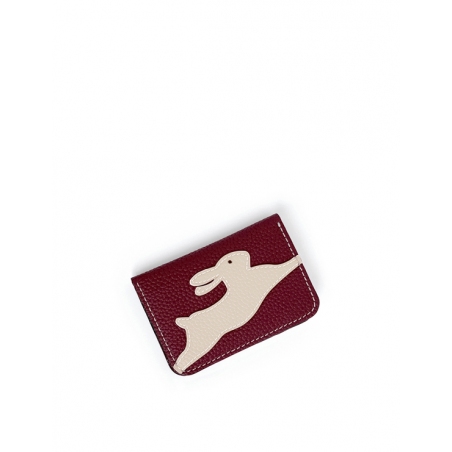'En L'Air Carte Lièvre' Nappa Leather Card Holder Dark Red
