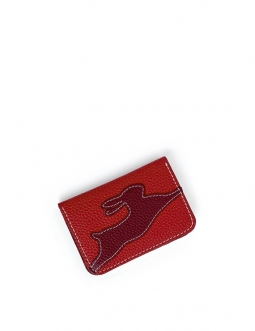 'En L'Air Carte Lièvre' Porte Carte Cuir Nappa Bordeaux