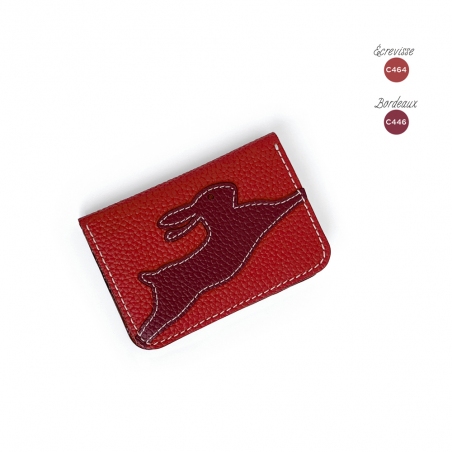 'En L'Air Carte Lièvre' Nappa Leather Card Holder Dark Red