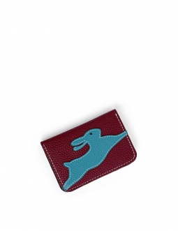 'En L'Air Carte Lièvre' Nappa Leather Card Holder Dark Red