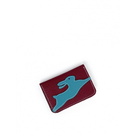 'En L'Air Carte Lièvre' Porte Carte Cuir Nappa Bordeaux