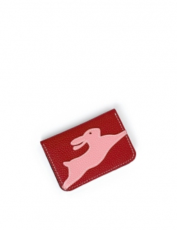 'En L'Air Carte Lièvre' Nappa Leather Card Holder Red