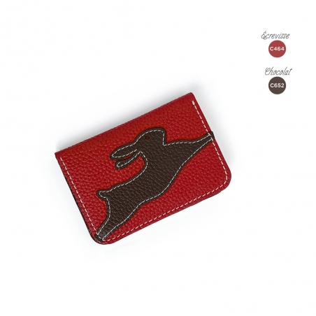 'En L'Air Carte Lièvre' Nappa Leather Card Holder Red