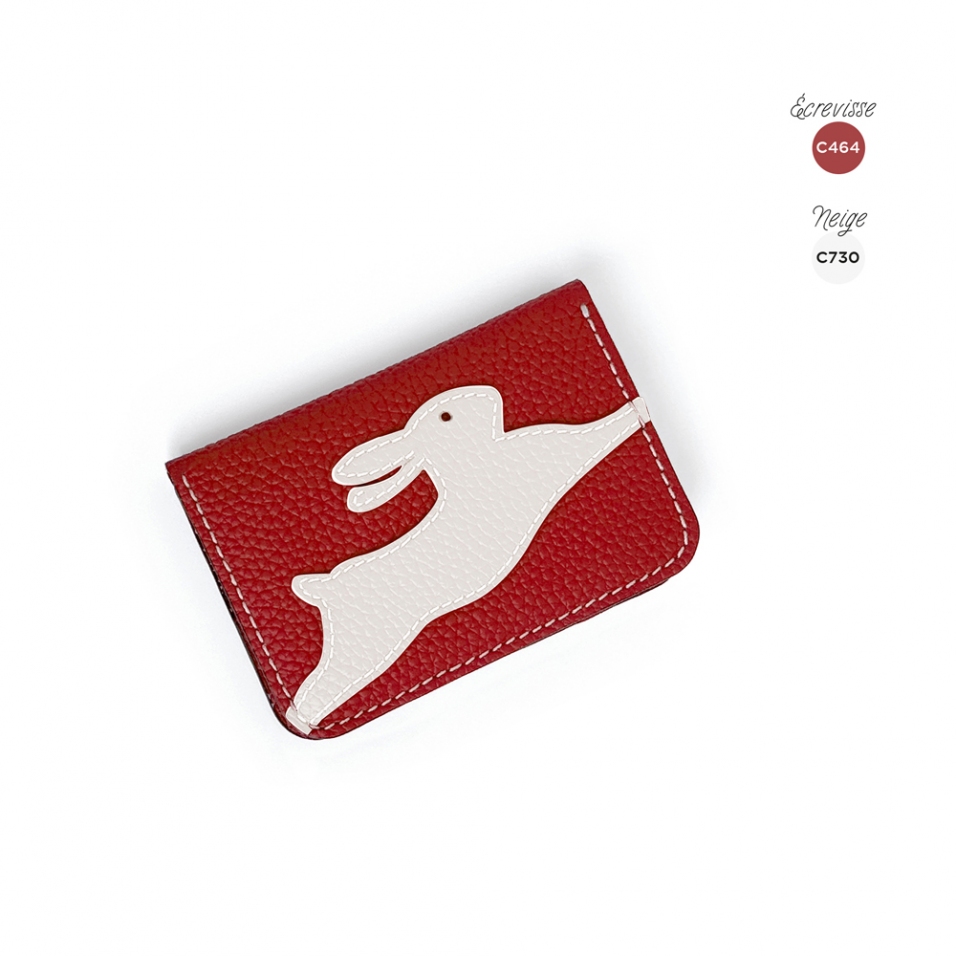 'En L'Air Carte Lièvre' Nappa Leather Card Holder Red