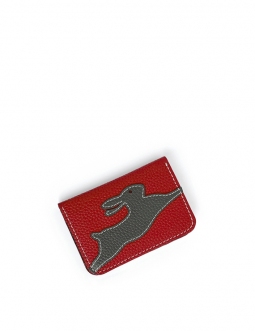 'En L'Air Carte Lièvre' Nappa Leather Card Holder Red