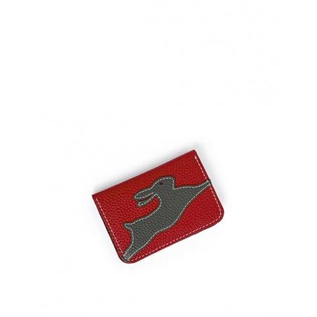 'En L'Air Carte Lièvre' Nappa Leather Card Holder Red