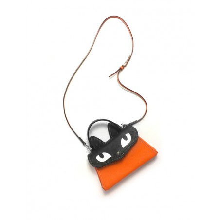 'Chantilly Le chat' Sac à main Cuir Nappa orange & Or