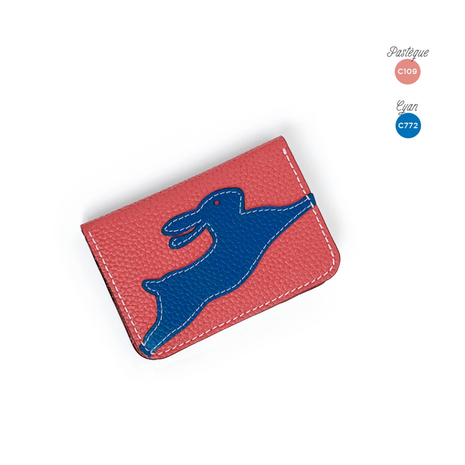 'En L'Air Carte Lièvre' Porte Carte Cuir Nappa Pastèque