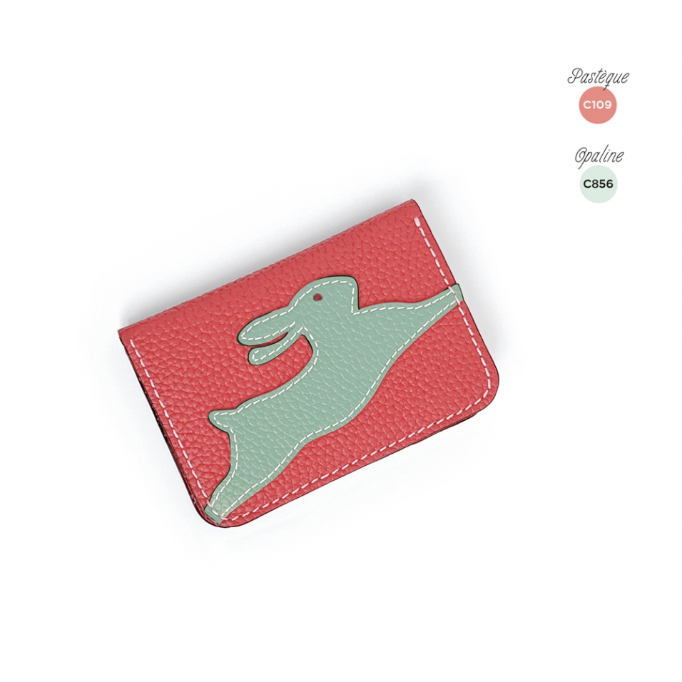 'En L'Air Carte Lièvre' Porte Carte Cuir Nappa Pastèque