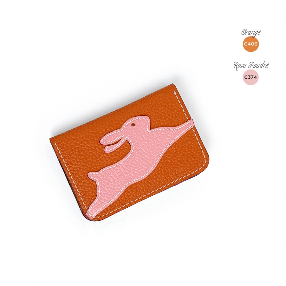 'En L'Air Carte Lièvre' Porte Carte Cuir Nappa Pastèque