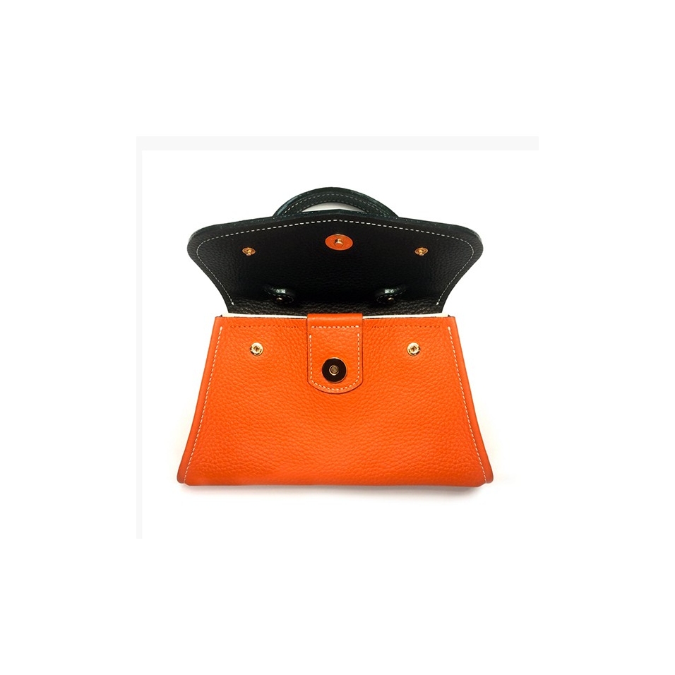 'Chantilly Le chat' Sac à main Cuir Nappa orange & Or