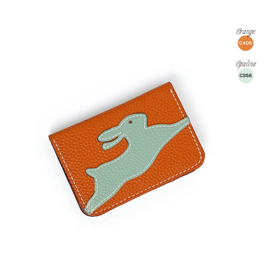 'En L'Air Carte Lièvre' Porte Carte Cuir Nappa Pastèque