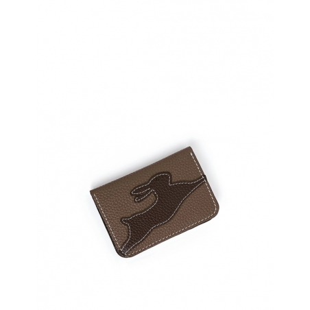 'En L'Air Carte Lièvre' Nappa Leather Card Holder Volcan