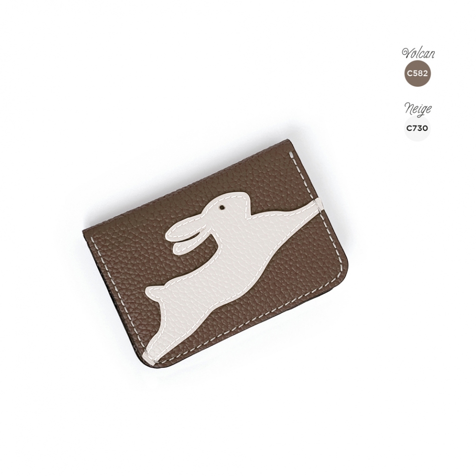 'En L'Air Carte Lièvre' Nappa Leather Card Holder Volcan