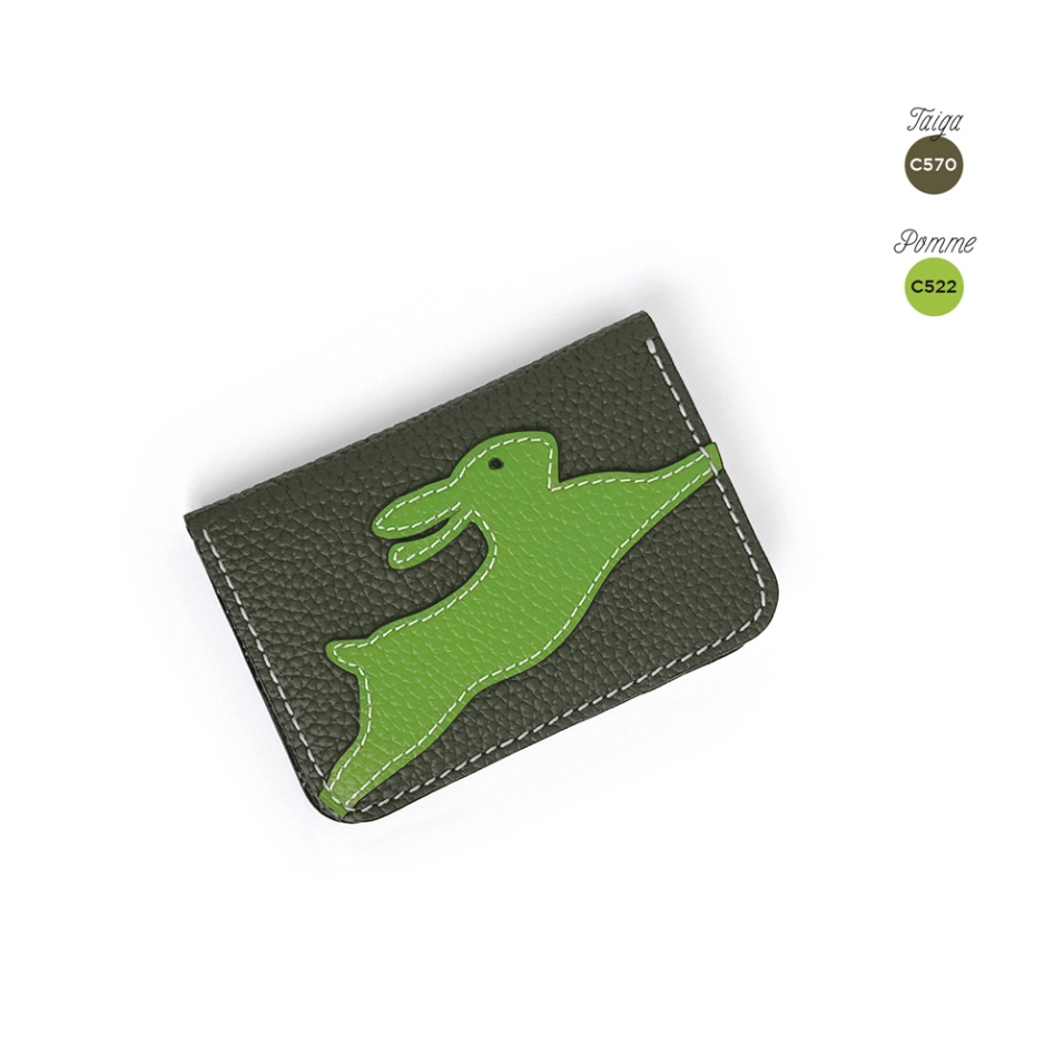 'En L'Air Carte Lièvre' Porte Carte Cuir Nappa Taiga