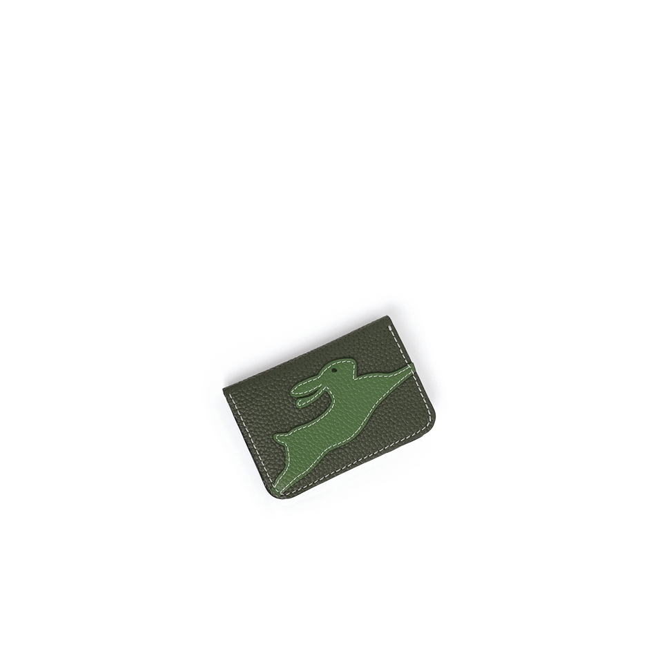 'En L'Air Carte Lièvre' Nappa Leather Card Holder Taiga