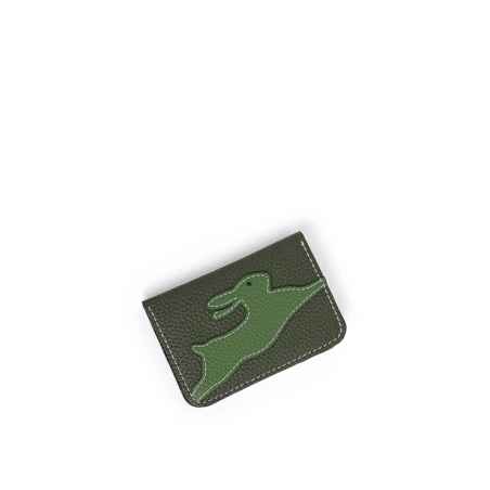'En L'Air Carte Lièvre' Nappa Leather Card Holder Taiga