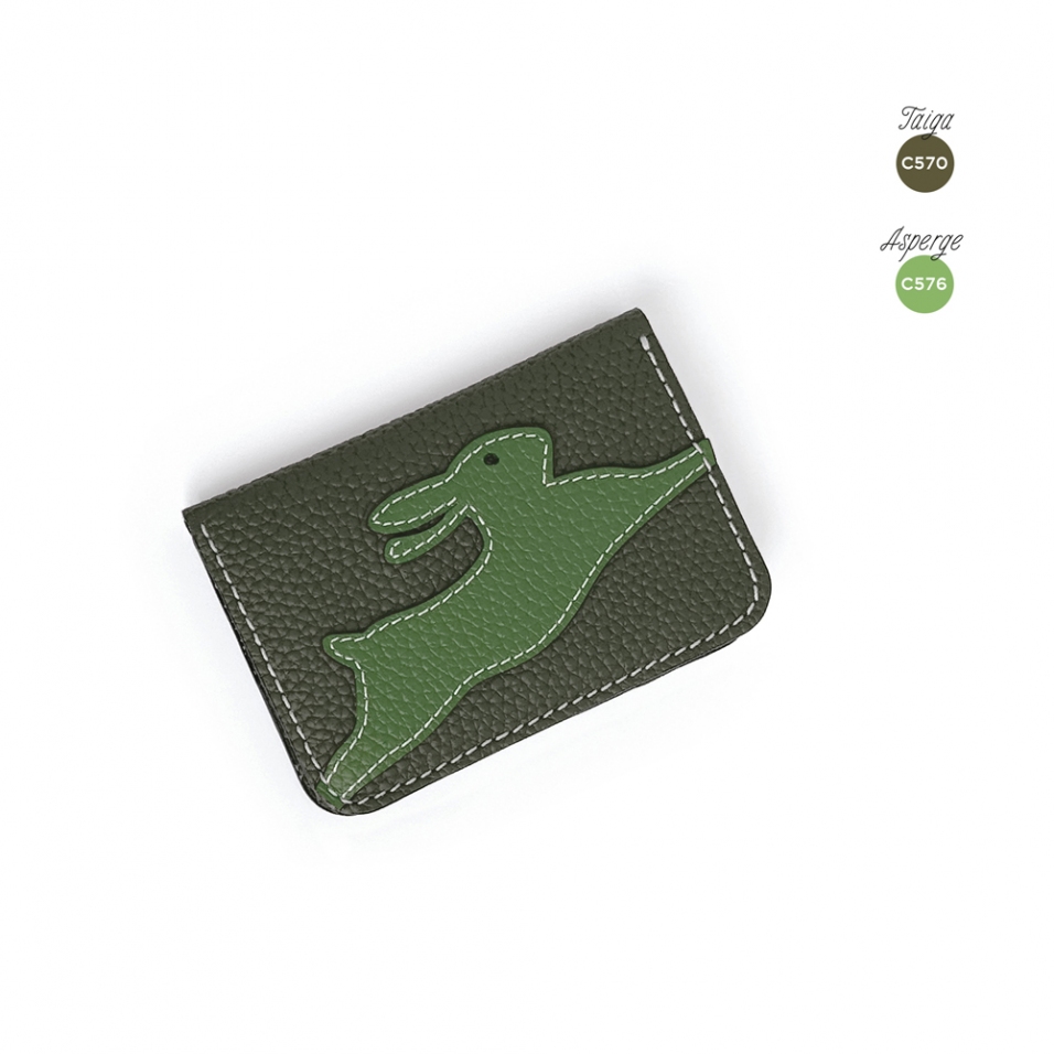 'En L'Air Carte Lièvre' Porte Carte Cuir Nappa Taiga