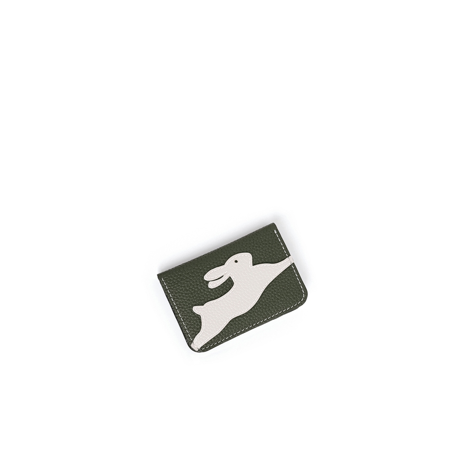 'En L'Air Carte Lièvre' Nappa Leather Card Holder Taiga