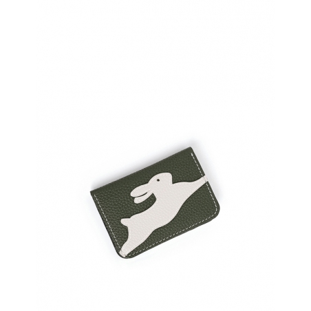 'En L'Air Carte Lièvre' Nappa Leather Card Holder Taiga