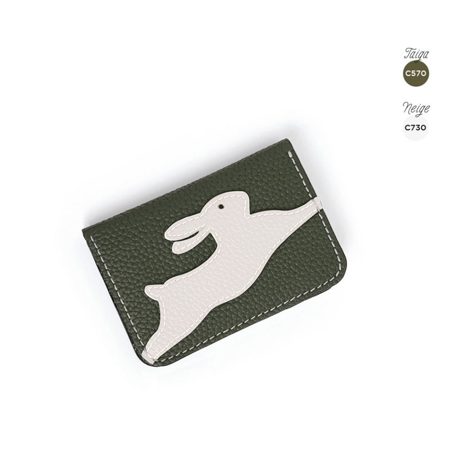 'En L'Air Carte Lièvre' Nappa Leather Card Holder Taiga