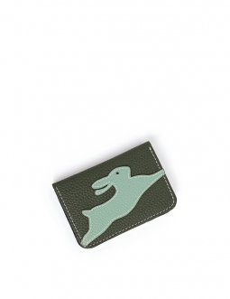 'En L'Air Carte Lièvre' Nappa Leather Card Holder Taiga