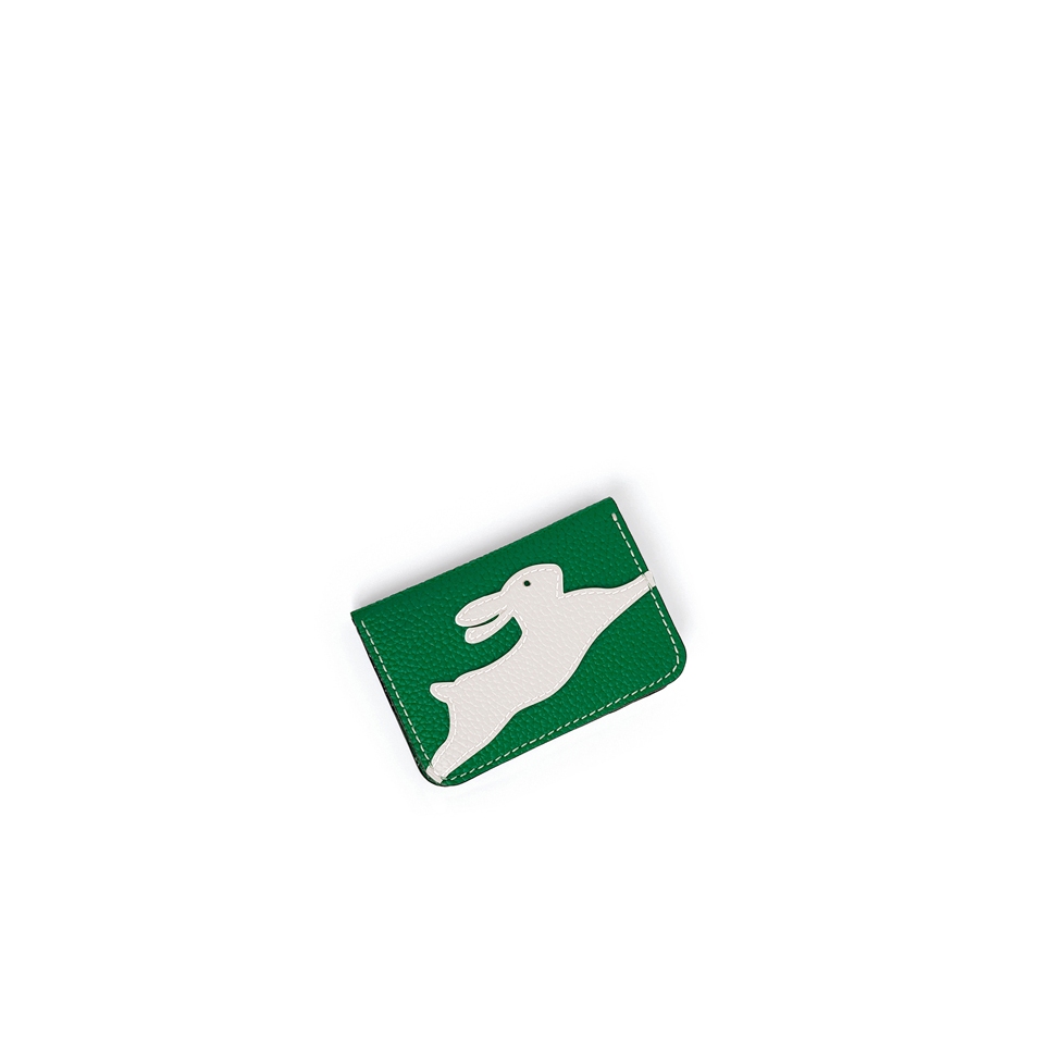 'En L'Air Carte Lièvre' Nappa Leather Card Holder Green