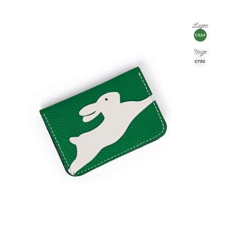 'En L'Air Carte Lièvre' Nappa Leather Card Holder Green