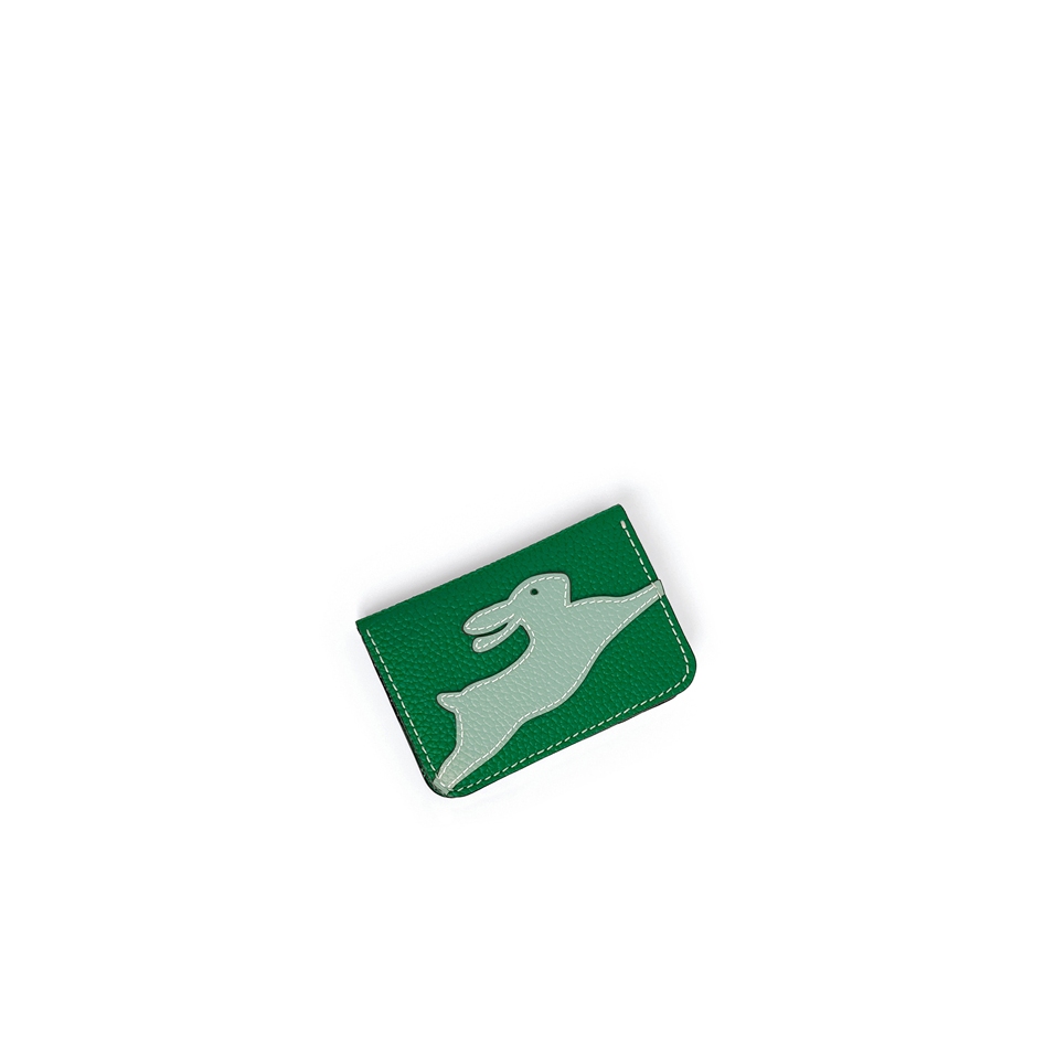 'En L'Air Carte Lièvre' Nappa Leather Card Holder Green